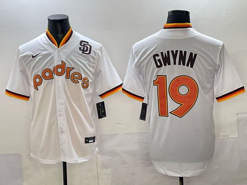 Men 2025 San Diego Padres #19 Gwynn white Nike MLB Jersey 003